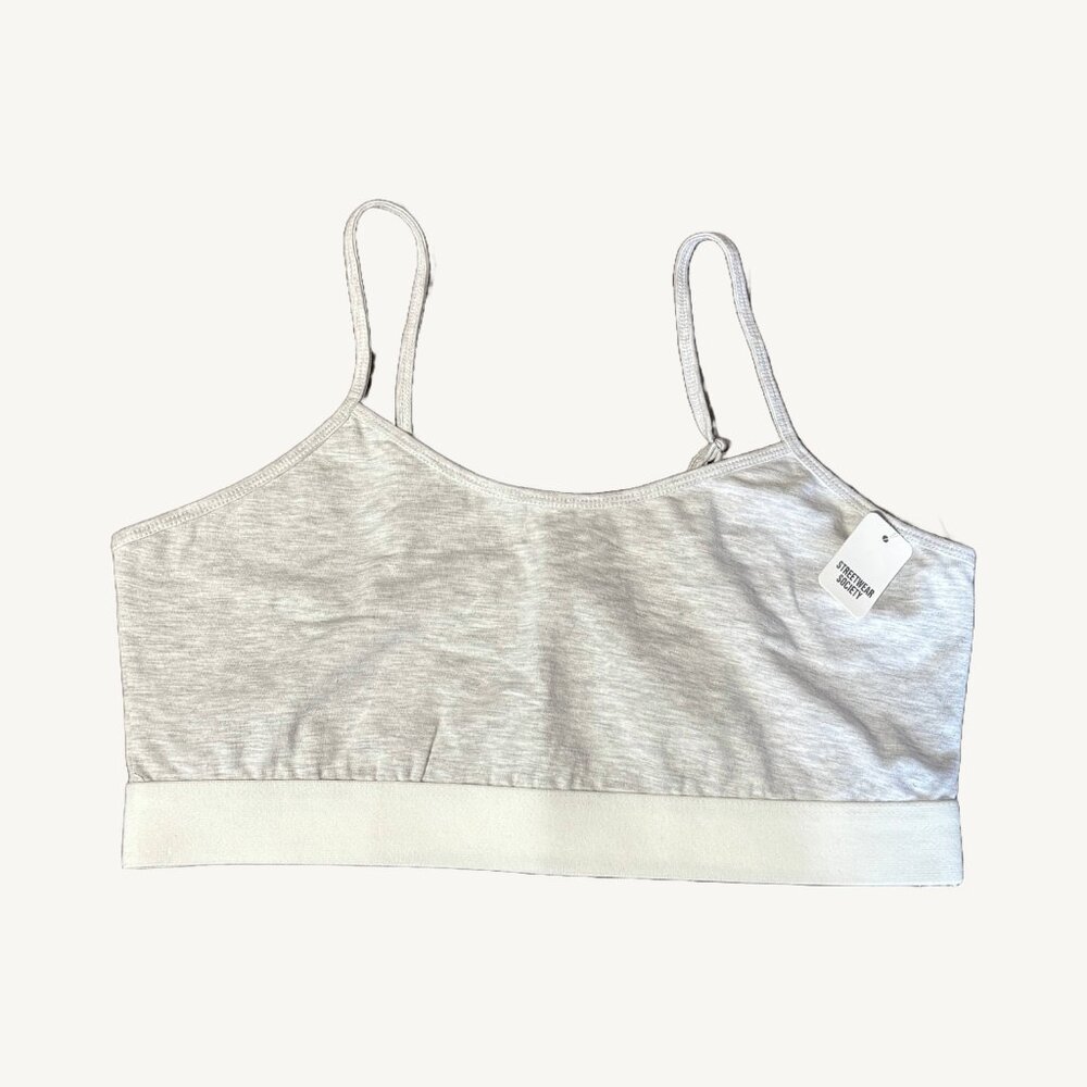 NWT Streetwear Society Grey & White Sleeping / Underwear Tank Bra Top Size XL